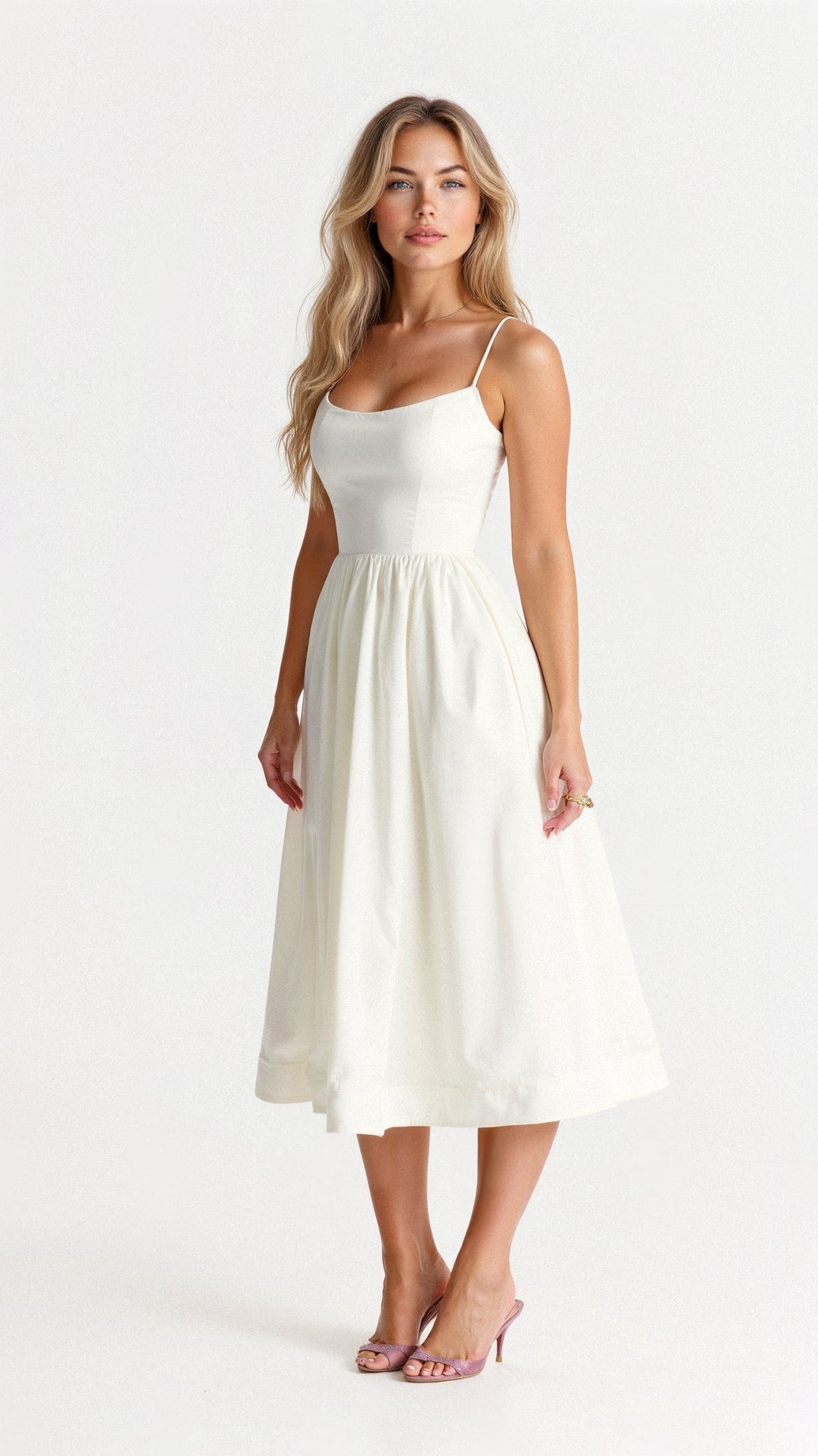 Tanja | Damen Klassisches A-Linien Kleid Mit Spaghettiträgern