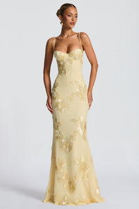 Maya | Damen Elegant Geblümtes Maxikleid