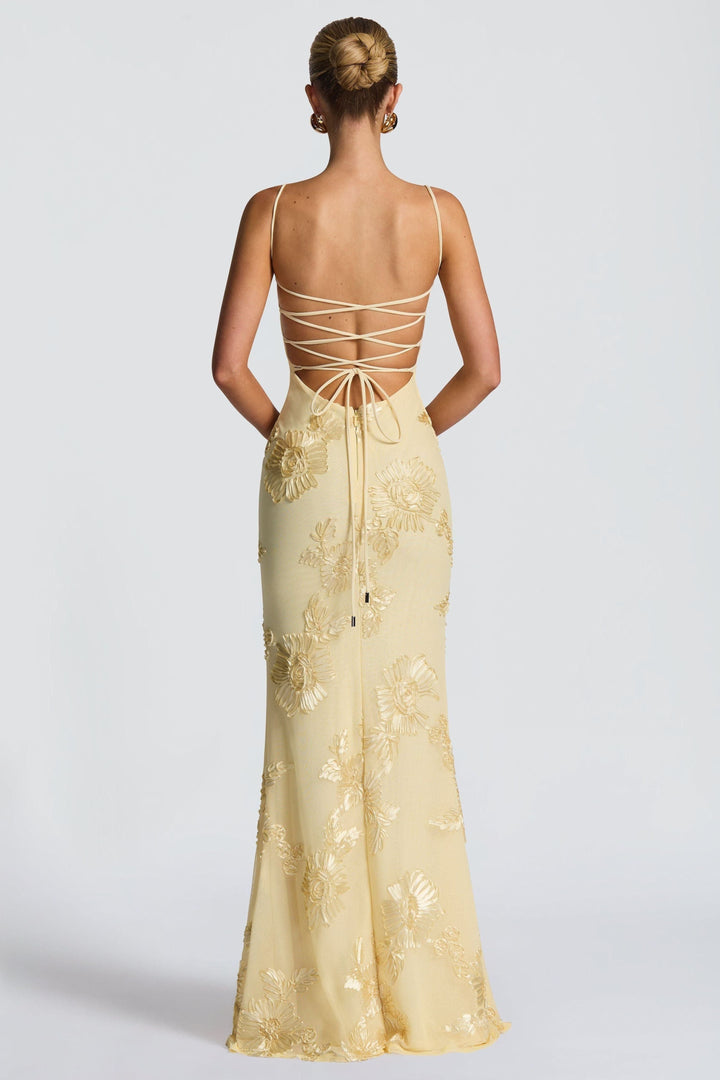Maya | Damen Elegant Geblümtes Maxikleid