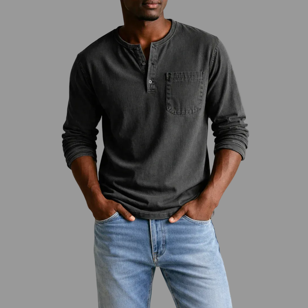 Jason | Herren Casual Henley Langarmshirt