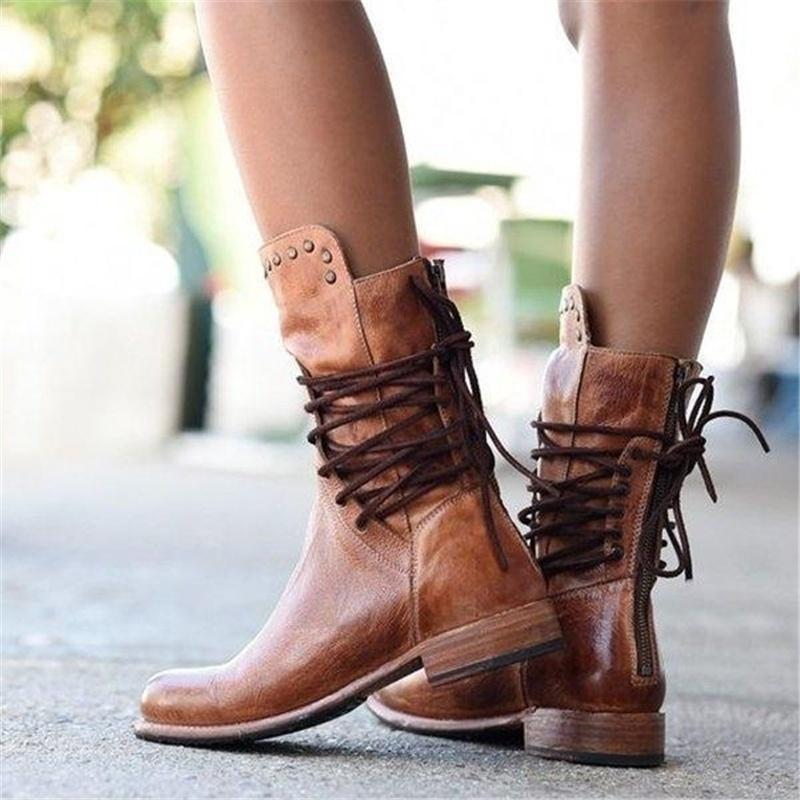 Filmora | Damen Lässige Orthopädische Niedriger Blockabsatz Stiefel