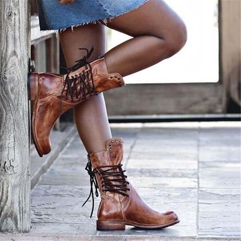 Filmora | Damen Lässige Orthopädische Niedriger Blockabsatz Stiefel