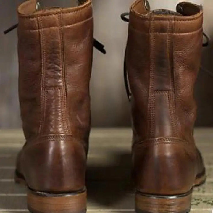 Cosima | Damen Braune Schnürung Lederstiefel