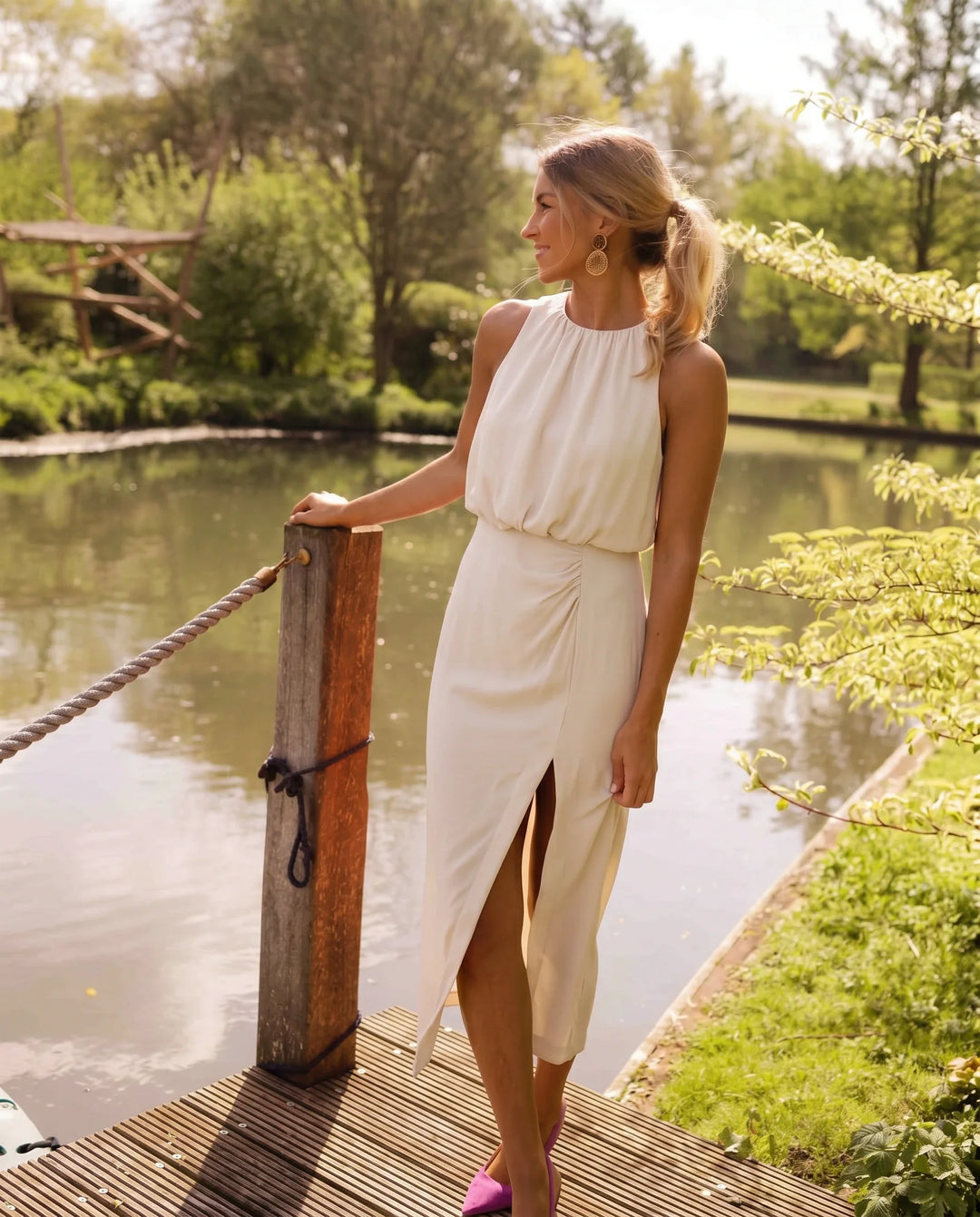 Enya | Damen Elegantes Armelloses Sommerkleid
