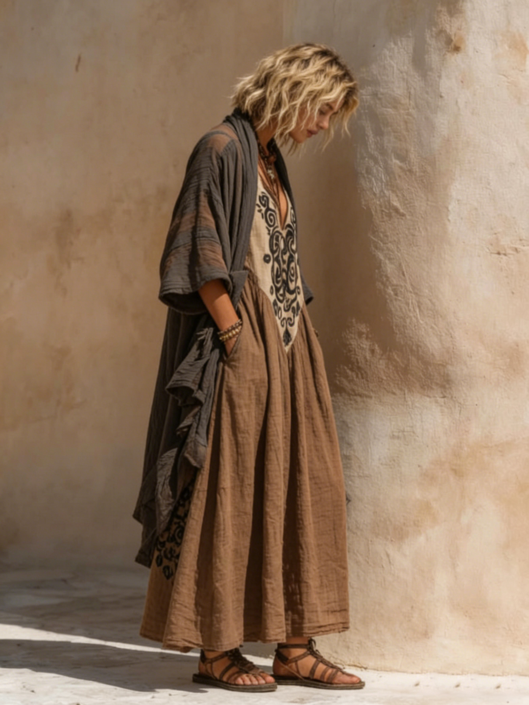 Luisa | Damen Zweiteiler Bohemian Maxikleid