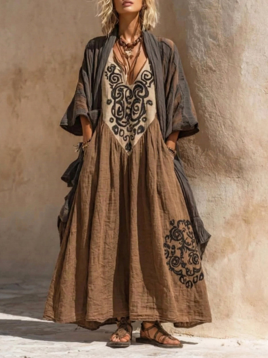 Luisa | Damen Zweiteiler Bohemian Maxikleid