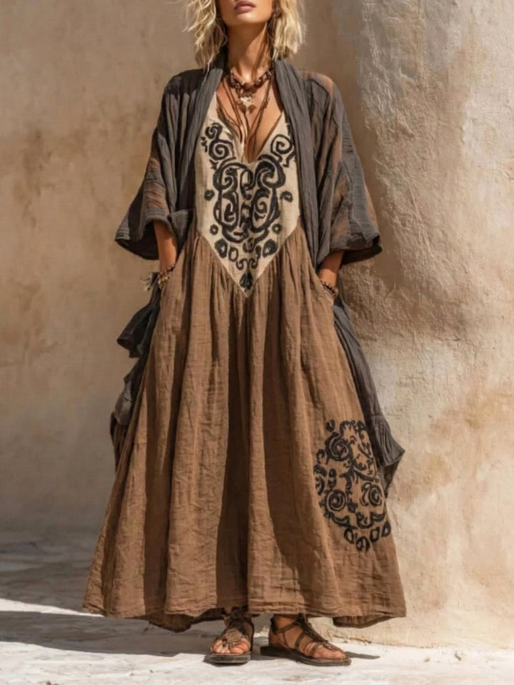 Luisa | Damen Zweiteiler Bohemian Maxikleid