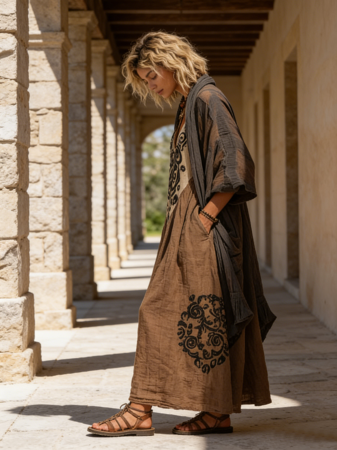 Luisa | Damen Zweiteiler Bohemian Maxikleid