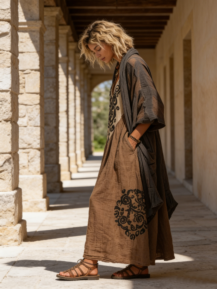 Luisa | Damen Zweiteiler Bohemian Maxikleid
