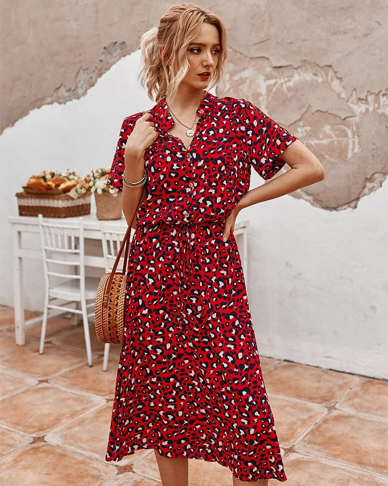 Felicitas | Damen Lässiges Bedrucktes Hemdkleid