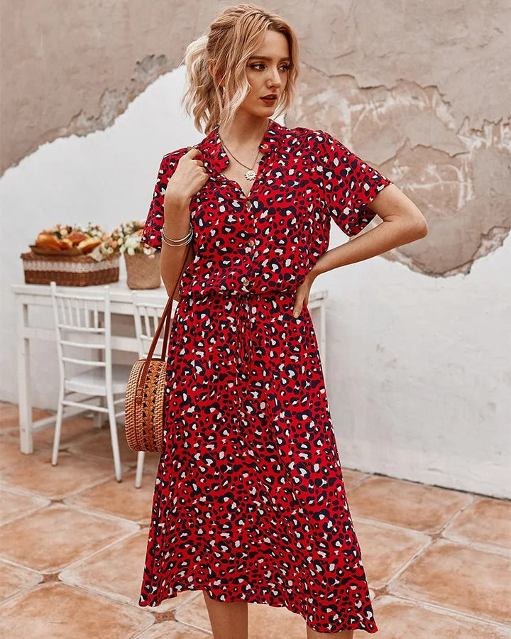 Felicitas | Damen Lässiges Bedrucktes Hemdkleid