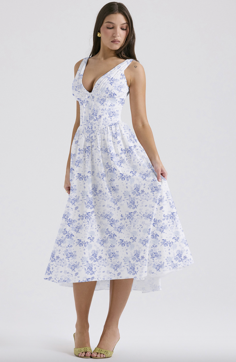 Larissa | Damen Sommer Seitentaschen Hochzeitsgastkleid