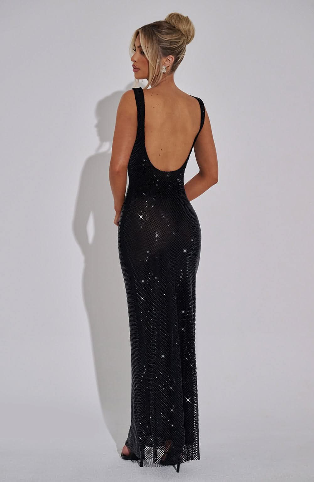 Naomi | Damen Elegantes Strass Hochzeitsgäst Maxikleid