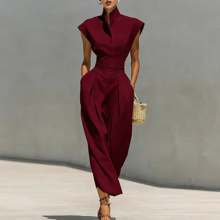 Oda | Damen Sommer Stehkragen Midikleid