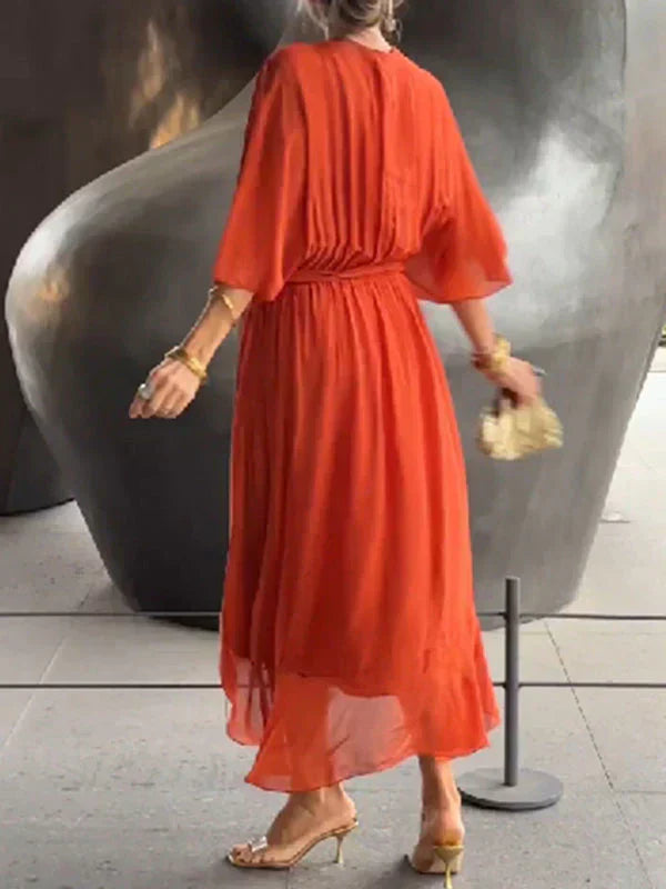 Mia | Damen Sommer Maxikleid | V-Ausschnitt mit fließendem Schnitt