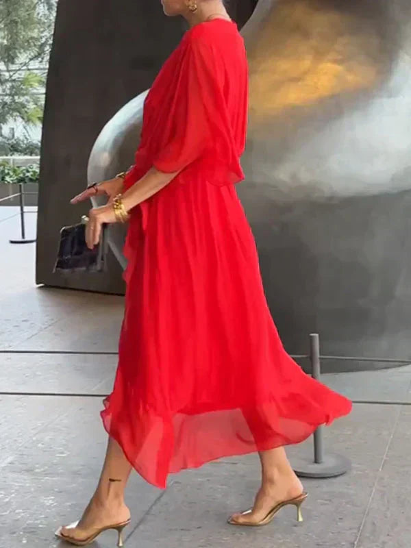 Mia | Damen Sommer Maxikleid | V-Ausschnitt mit fließendem Schnitt