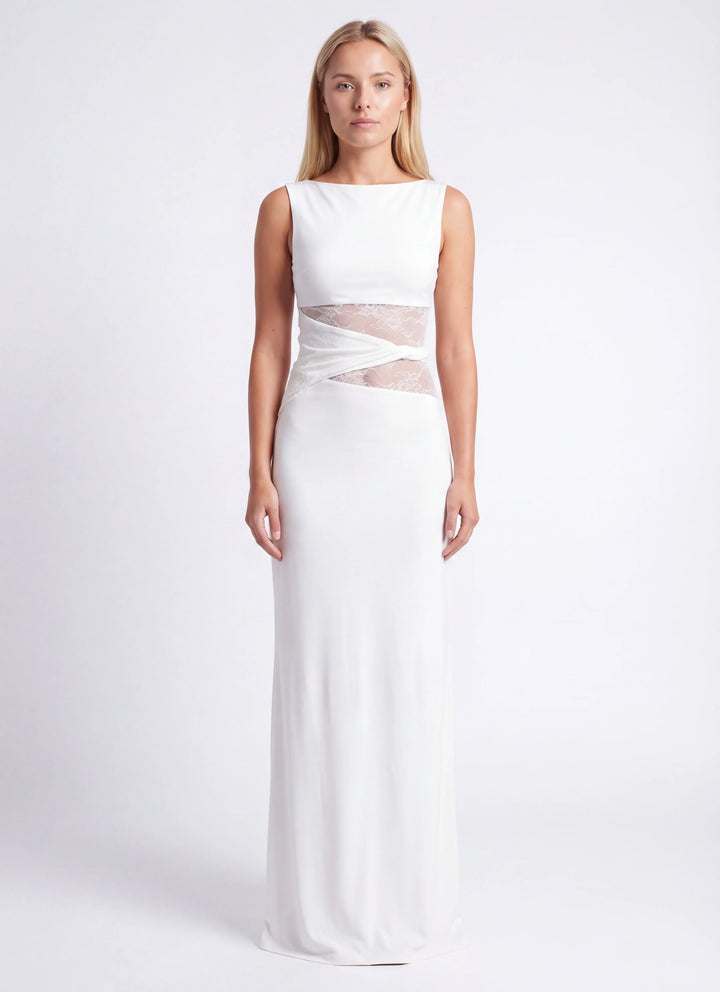 Florence | Abito elegante ricamato da donna per invitata a matrimonio con pizzo