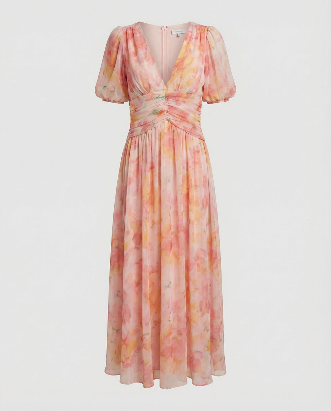 Cornelia | Damen Wickel-Maxikleid mit Puffärmeln und femininem Schnitt