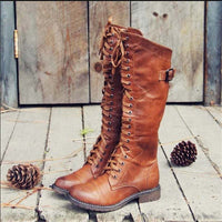 Christina | Damen Kniehohe Schnürstiefel