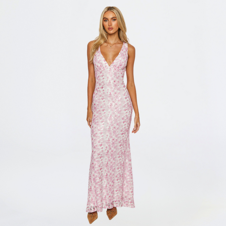 Rahel | Damen Sommer V-Ausschnitt Hochzeitsgastkleid