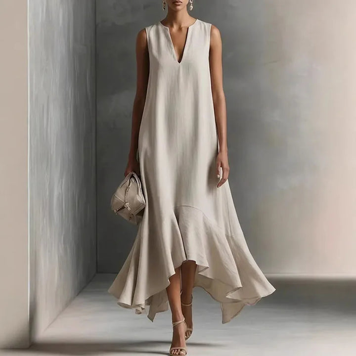 Mette | Damen Sommerliches Rüschen Maxikleid