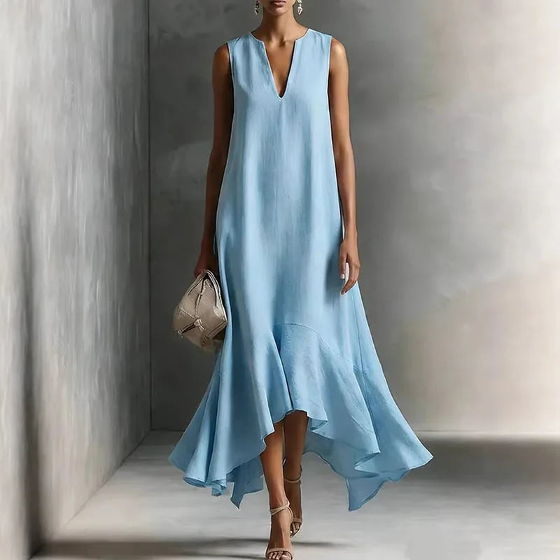 Mette | Damen Sommerliches Rüschen Maxikleid