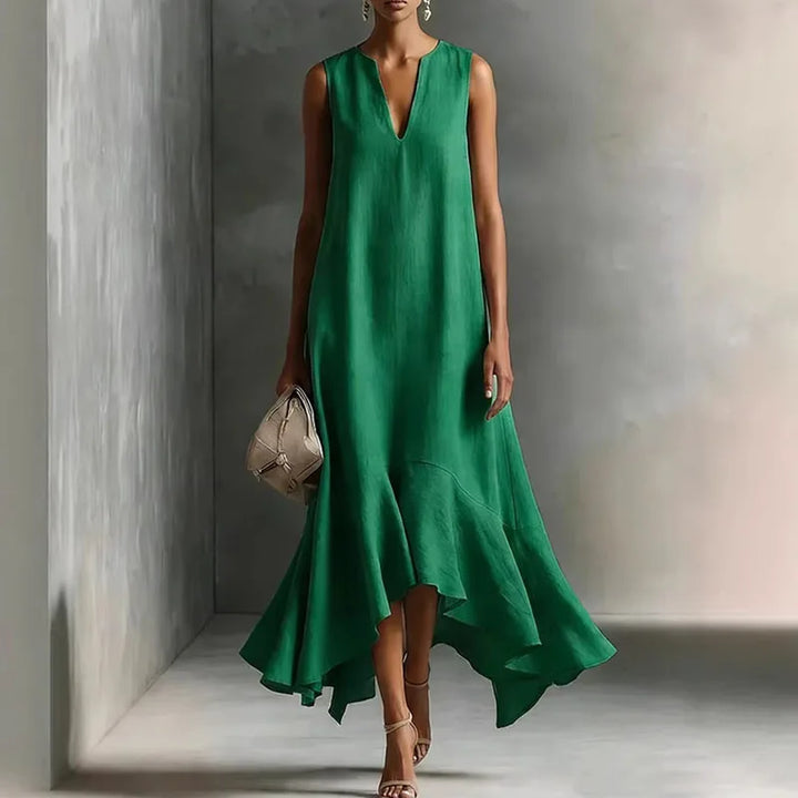 Mette | Damen Sommerliches Rüschen Maxikleid
