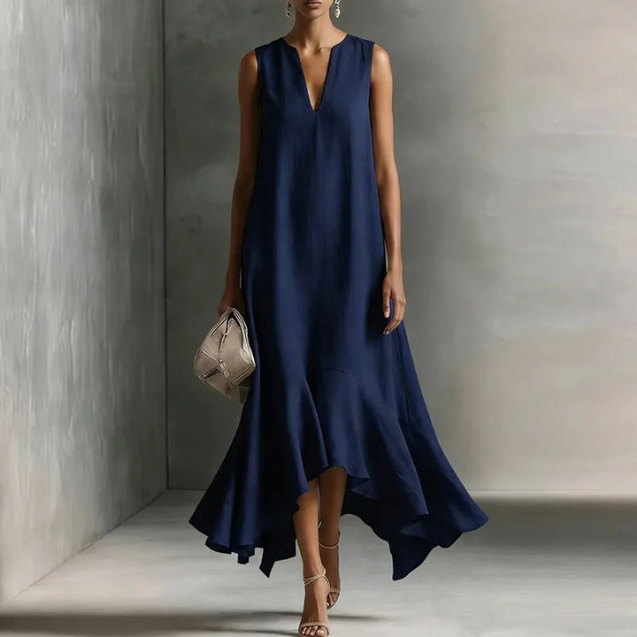 Mette | Damen Sommerliches Rüschen Maxikleid