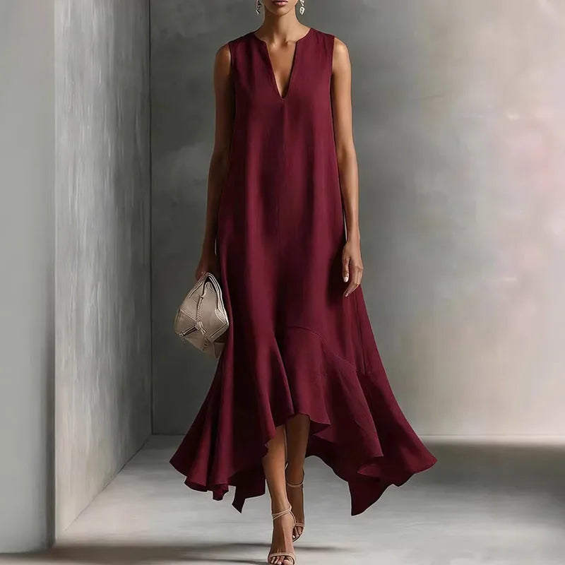 Mette | Damen Sommerliches Rüschen Maxikleid