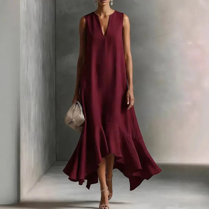 Mette | Damen Sommerliches Rüschen Maxikleid
