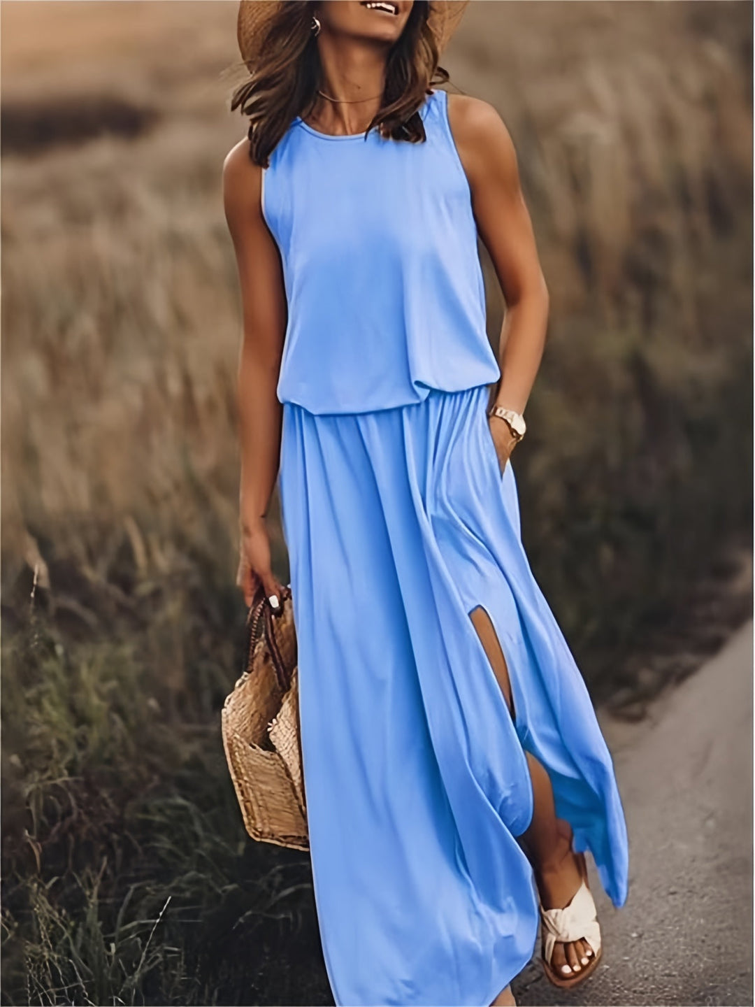 Leonie | Damen Elegante Ärmelloses Sommerkleid