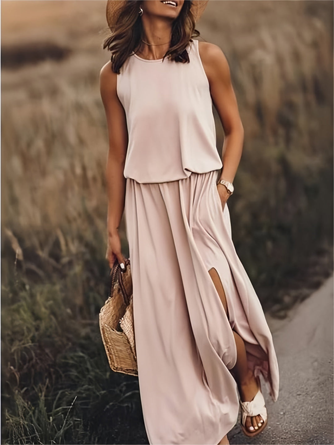 Leonie | Damen Elegante Ärmelloses Sommerkleid