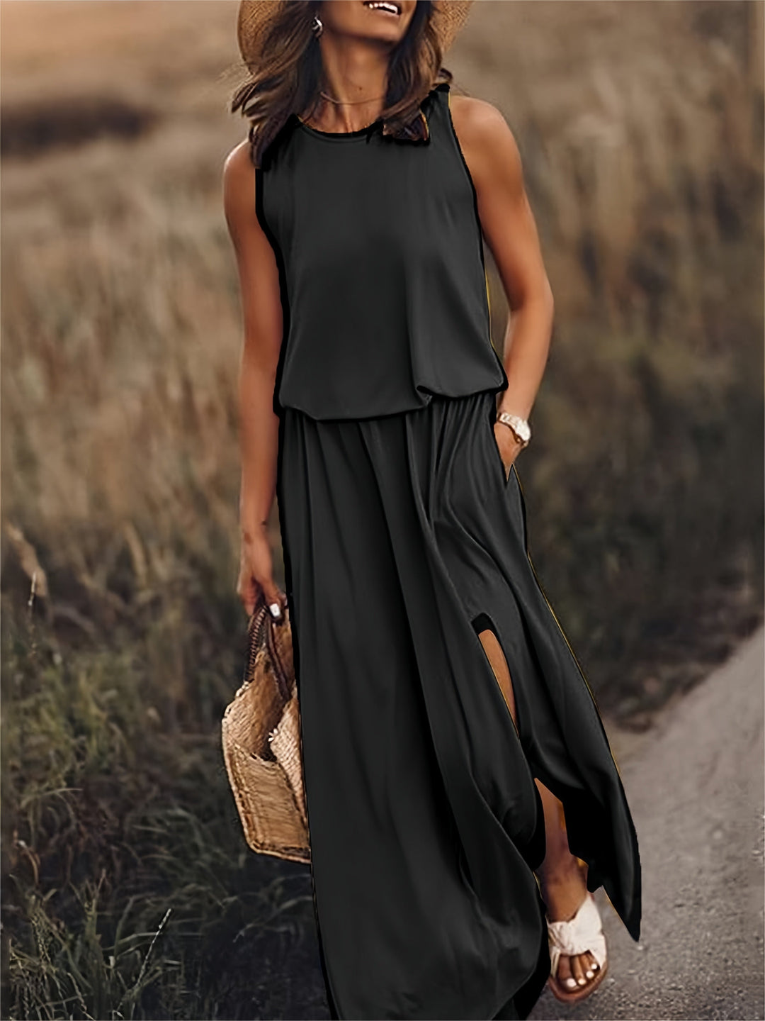 Leonie | Damen Elegante Ärmelloses Sommerkleid
