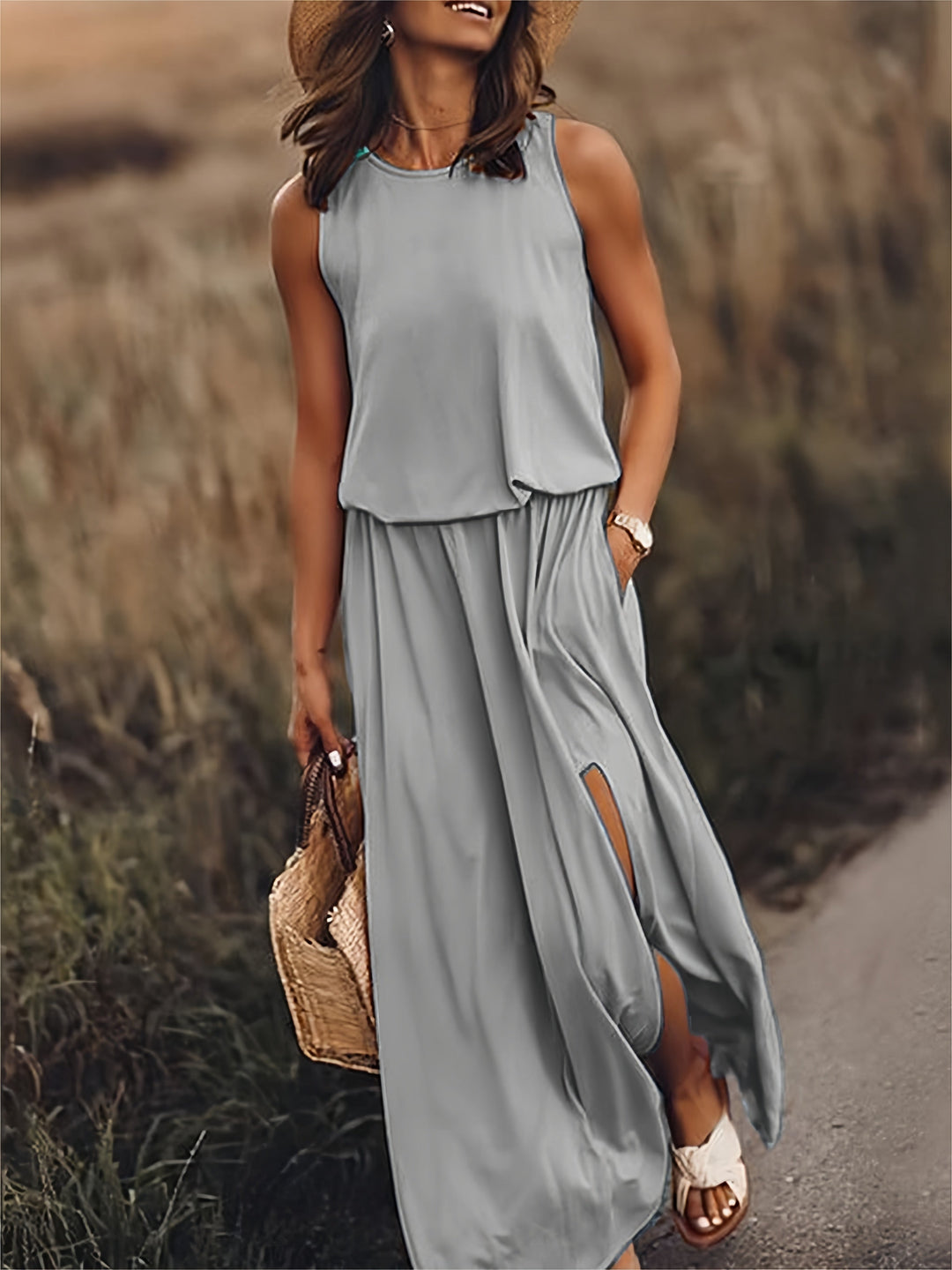 Leonie | Damen Elegante Ärmelloses Sommerkleid