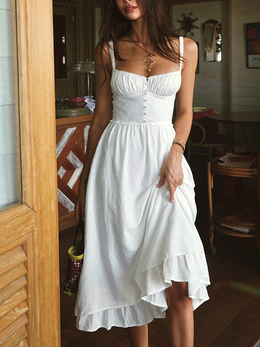 Marie | Damen Rüschen Sommer Midi Kleid