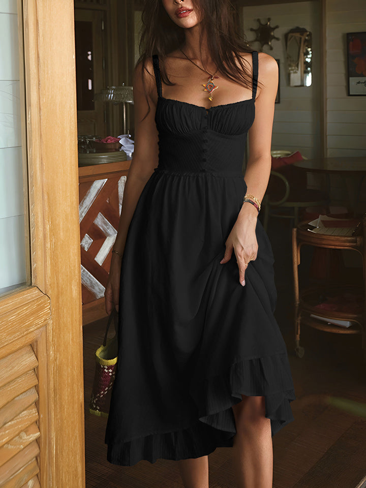 Marie | Damen Rüschen Sommer Midi Kleid