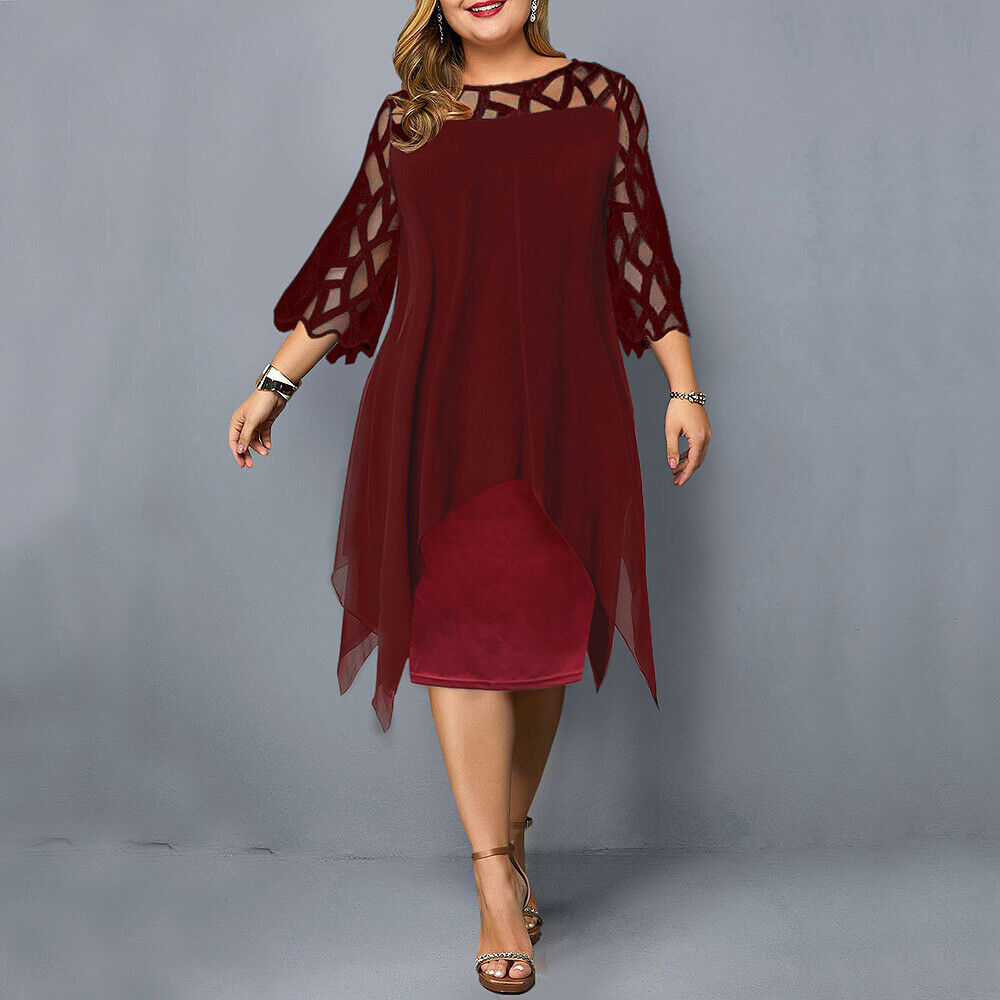 Clara | Damen Elegant Dreiviertelarm Midikleid
