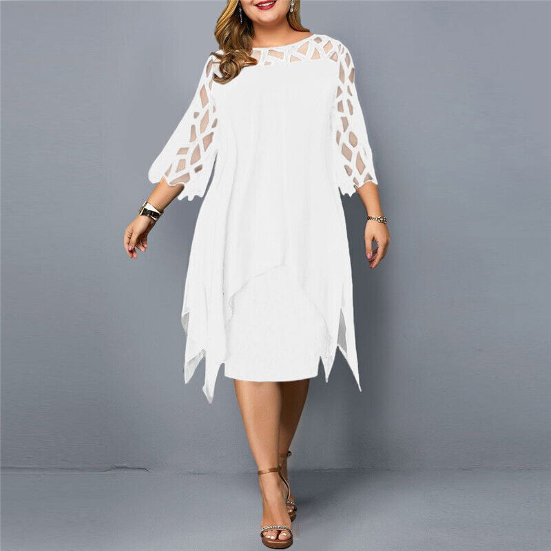 Clara | Damen Elegant Dreiviertelarm Midikleid