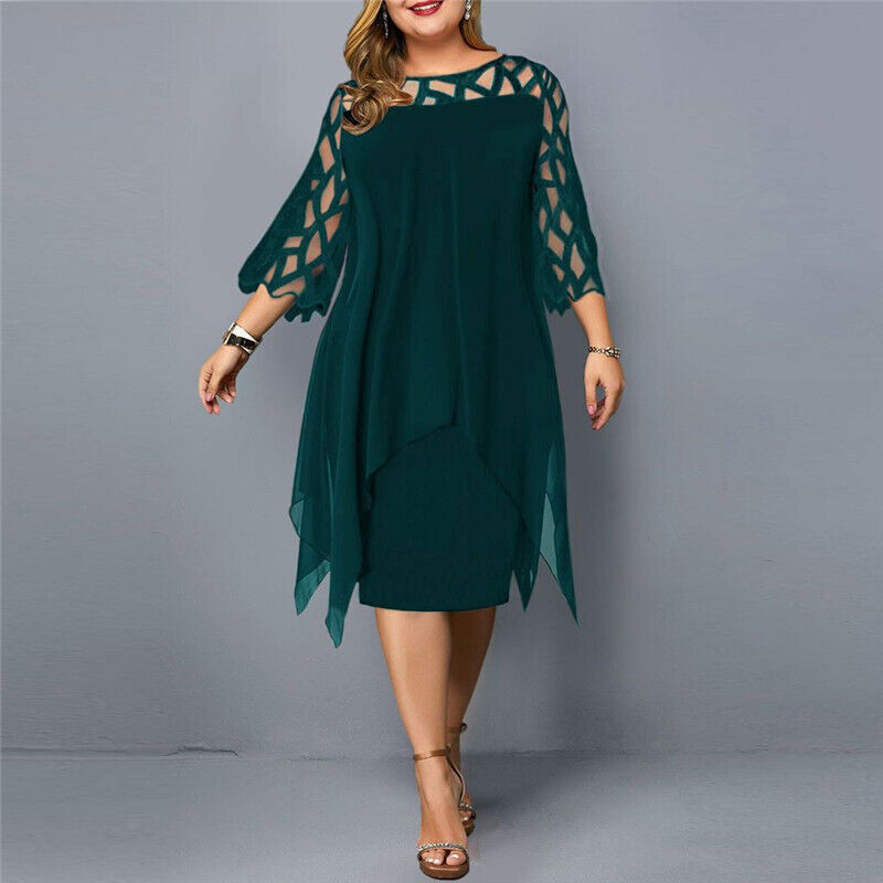 Clara | Damen Elegant Dreiviertelarm Midikleid