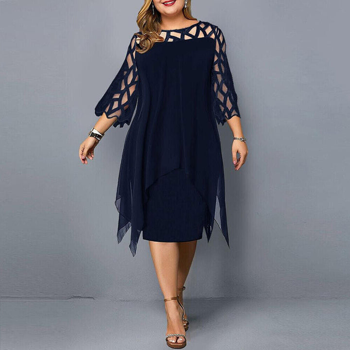 Clara | Damen Elegant Dreiviertelarm Midikleid