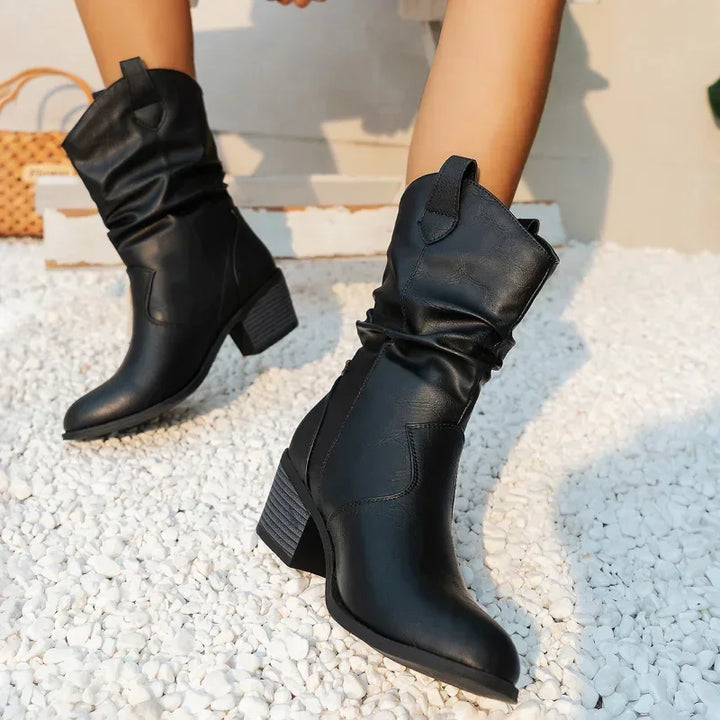 Evelyne | Damen Western Cowboy Stiefel in Mid Calf Länge