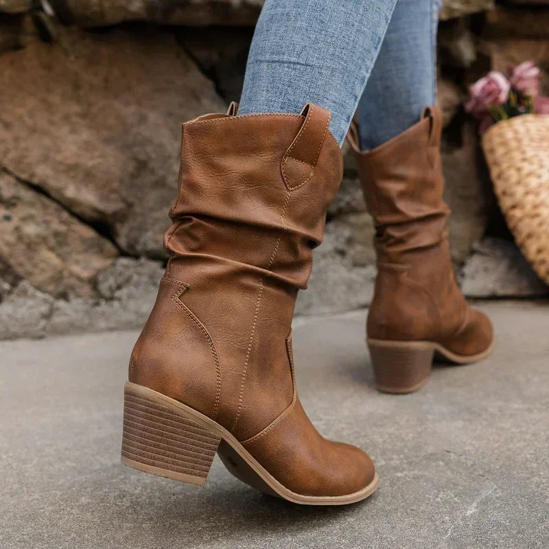 Evelyne | Damen Western Cowboy Stiefel in Mid Calf Länge