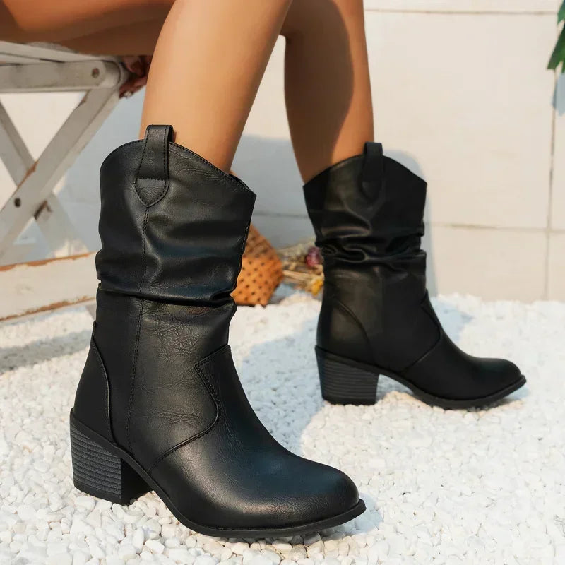 Evelyne | Damen Western Cowboy Stiefel in Mid Calf Länge