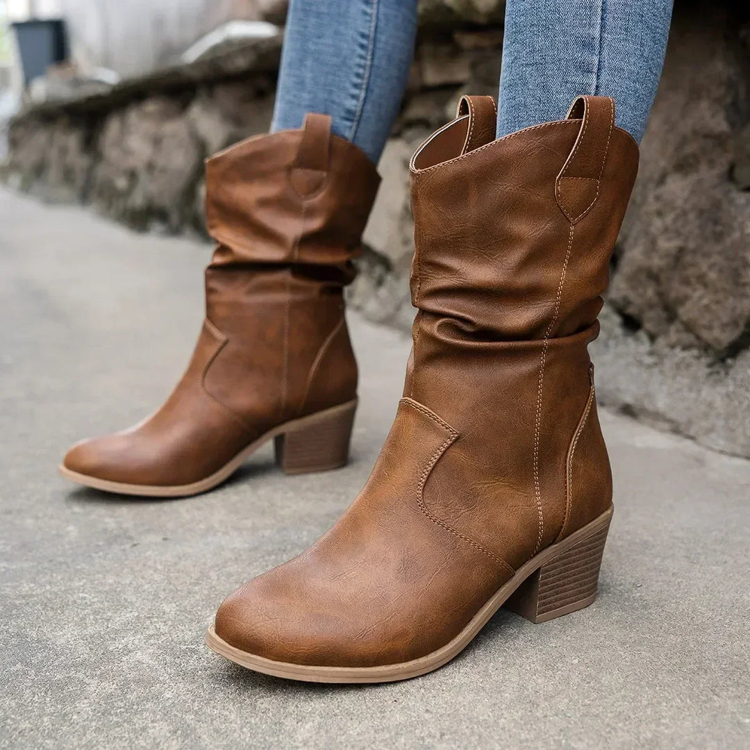Evelyne | Damen Western Cowboy Stiefel in Mid Calf Länge