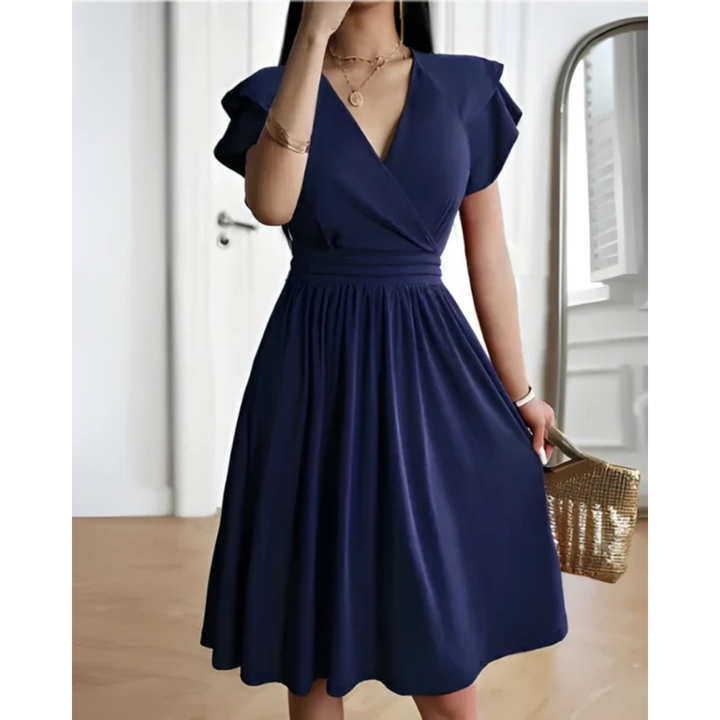 Mirella | Damen Abend V-Ausschnitt Cocktailkleid Mit Puffärmeln