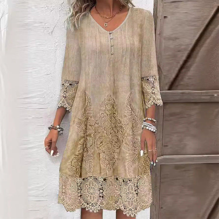 Daria | Women's Boho Long Sleeve Midi Dress