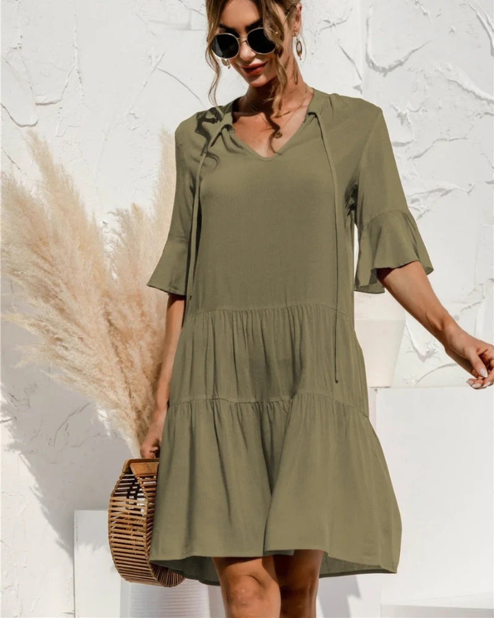 Paulina | Damen Lässiges Sommerkleid Mit Puffärmeln