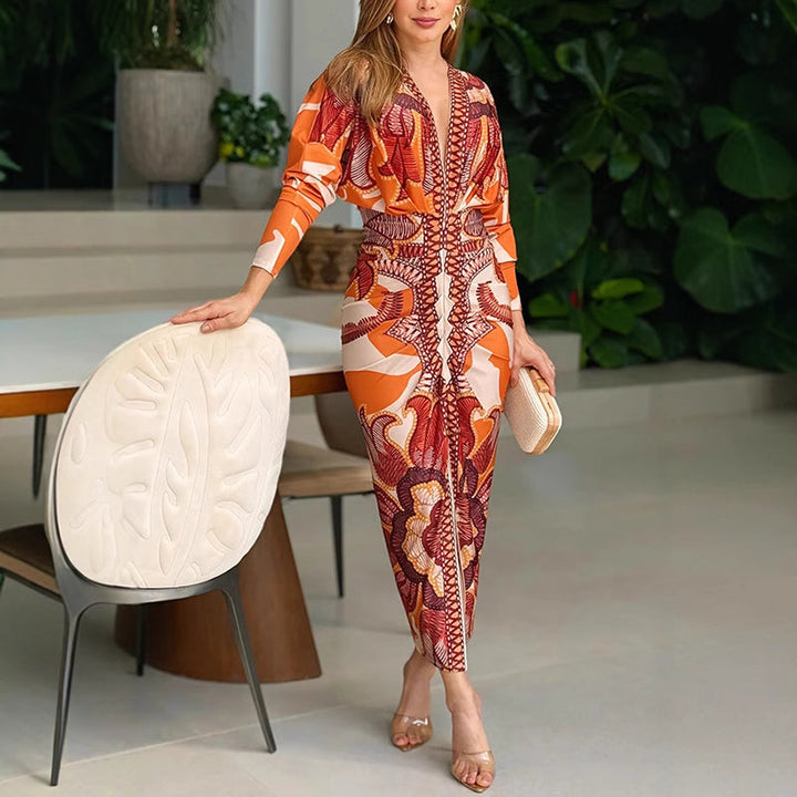Marlene | Damen V-Ausschnitt Bedrucktes Sommerkleid