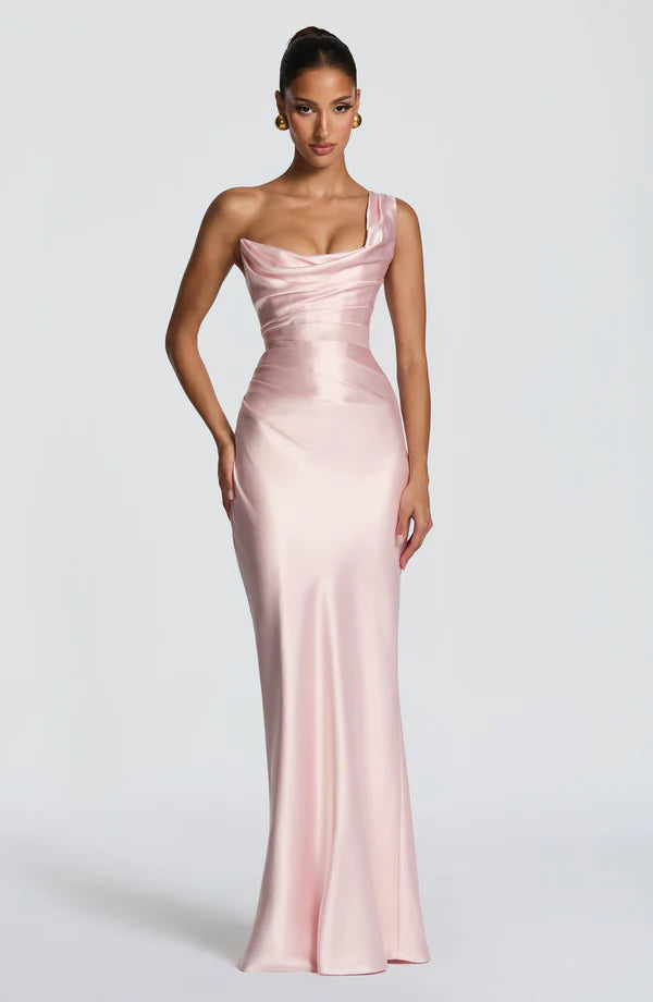 Margrit | Abito da sera elegante monospalla in satin da donna