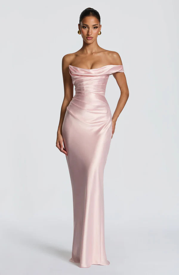 Margrit | Abito da sera elegante monospalla in satin da donna